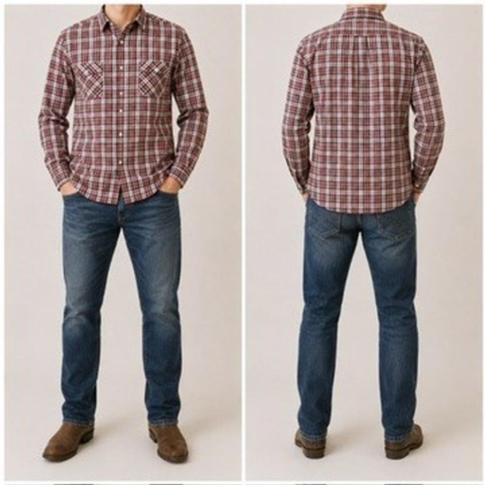Jonathan Martin Shirt Mens Large Red Plaid Button Down Long Sleeve L Excellent